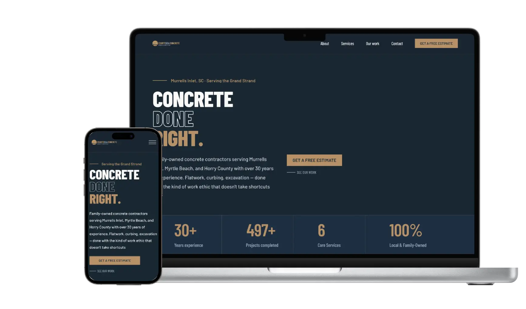 Contractor website mockup